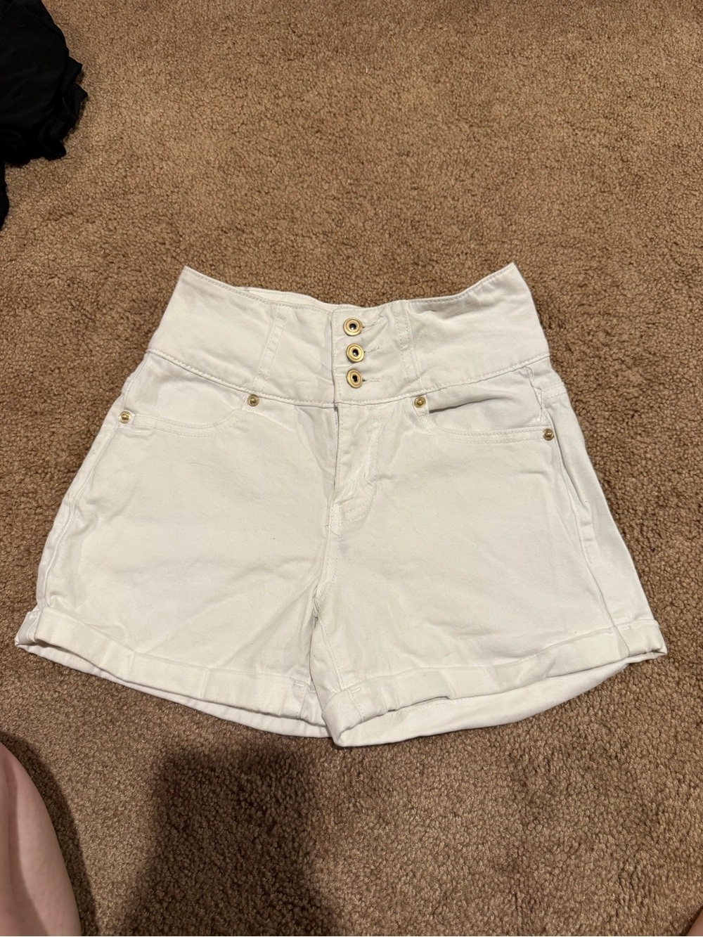 BCBG White High-Waist Button-Front Shorts